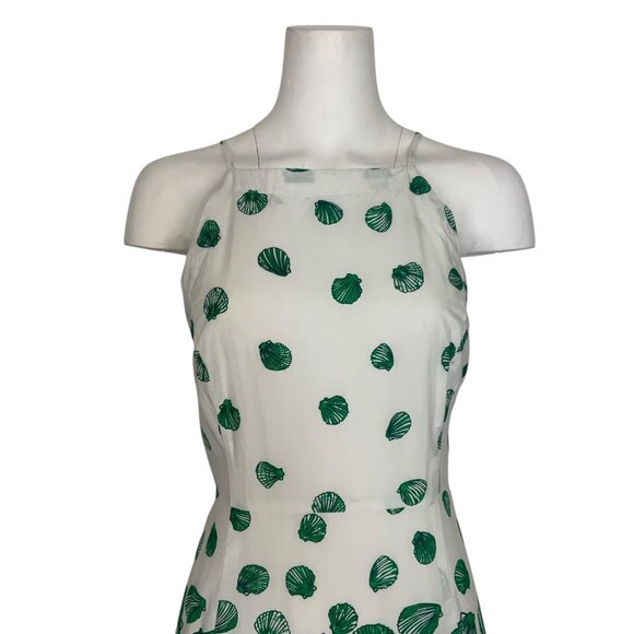 Anthropologie Maeve Halter Tiered Maxi Dress M White Green Seashell Resortwear - Picture 12 of 15